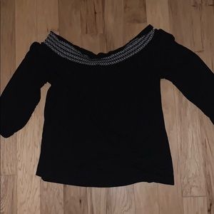 An off the shoulder old navy black blouse